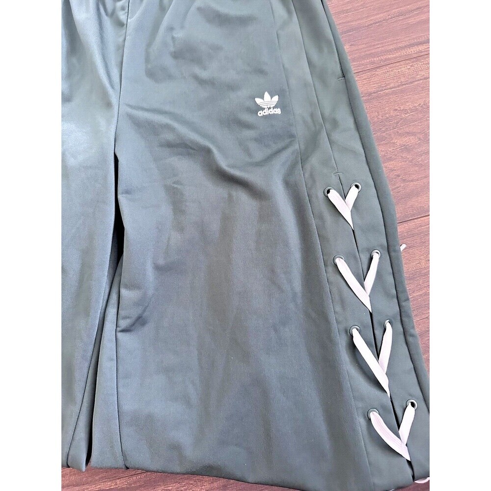 Adidas women's Plus Size Wide-Leg Pant Lace up Drawstring- Mineral Dark Green 1X - Picture 9 of 11